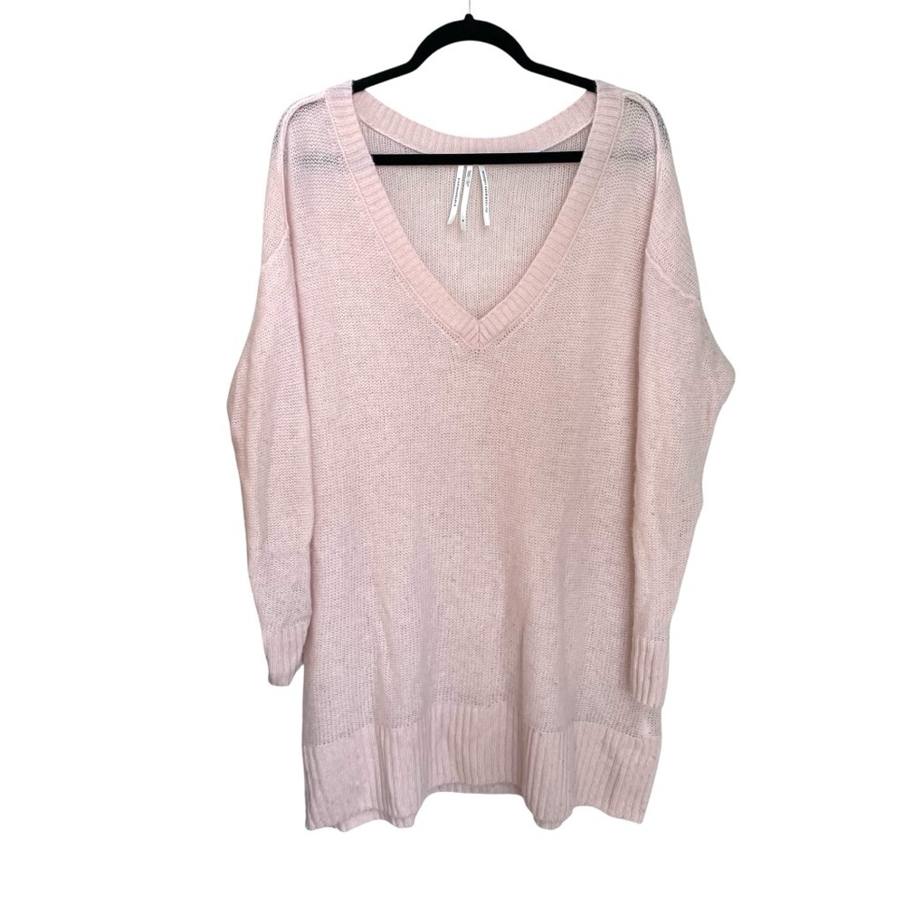 Anthropologie Cashmere V-Neck Sweater Blush Pink XL
